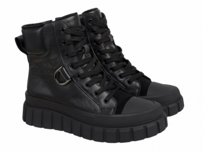 52-2050CL2 Чёр 33-2,34-2,35-2,36-2,37-2 Indigo kids Ботинки Повсед Дерби Нат.кожа, Байка/Флис, Резина В/О жен