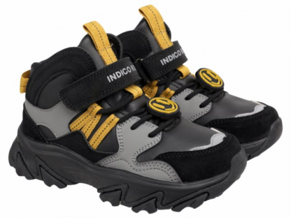 97-430G Чёрный / серый 30-2,31-2,32-2,33-2,34-2,35-2 Indigo kids Ботинки Повсед Оксфорд Иск.мат, Байка/Флис, ЭВА / ТЭП В/О Муж