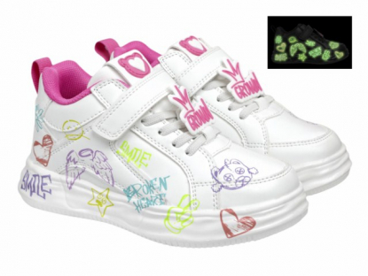 47-051A Белый / мультиколор 30-2,31-2,32-2,33-2,34-2,35-2 Indigo kids Ботинки Актив.отдых Кроссовки Иск.мат, Текстиль, ЭВА В/О жен