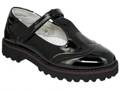 BSF_321-25_black 31-1,32-1,33-1,34-1,35-1,36-1 Kenka Туфли Школа T-STRAP Иск.мат, Кожподклад, ЭВА Лето жен