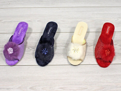 DFR-23-178-6 4 цвета в коробе/BEIGE/NAVY/RED/LILAC 36-4,37-4,38-8,39-8,40-4,41-4 Dream Feet Туфли Дом Тапочки Текстиль, Текстиль, ТПР Лето жен