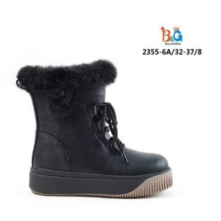 2355-6A Чёр 32-1,33-1,34-2,35-2,36-1,37-1 Boys and Girls П/сапоги Повсед Веллингтон Иск.мат, Иск.шерсть, TPR Зима жен