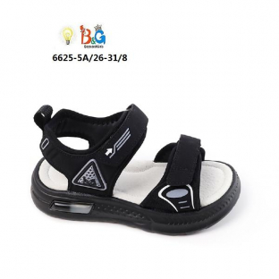 6625-5A Чёр 26-1,27-1,28-2,29-2,30-1,31-1 Boys and Girls Туфли Актив.отдых Сандалии Иск.мат, Текстиль, EVA Лето Муж