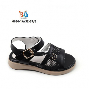 6636-1A Чёр 32-1,33-1,34-2,35-2,36-1,37-1 Boys and Girls Туфли Повсед Сандалии Иск.мат, Иск.кожа, PU Лето жен