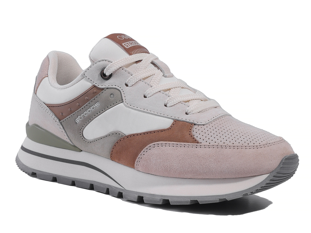 F7552-12 Беж 36-1,37-2,38-2,39-2,40-1 Strobbs П/ботинки Актив.отдых Кроссовки Нат.кожа, Текстиль, ЭВА,ТПР,ТПУ вставка В/О жен