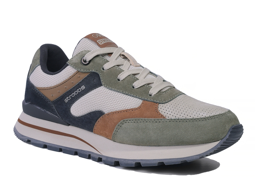 F7552-19 хаки 36-1,37-2,38-2,39-2,40-1 Strobbs П/ботинки Актив.отдых Кроссовки Нат.кожа, Текстиль, ЭВА,ТПР,ТПУ вставка В/О Муж