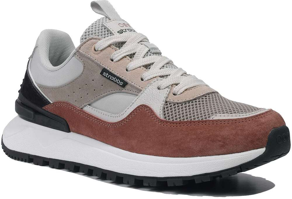 F7603-25 Бежевый/Оранжевый 36-1,37-2,38-2,39-2,40-1 Strobbs П/ботинки Актив.отдых Кроссовки Нат.кожа, Текстиль, ЭВА,Резина,ТПУ вставка В/О Муж