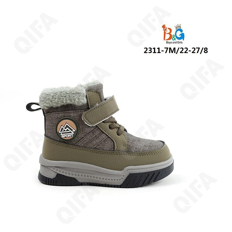 RC51_W2311-7M Зел 22-1,23-1,24-2,25-2,26-1,27-1 Boys and Girls Ботинки Повсед Дерби Иск.мат, Нат.шерсть, ТПР (TPR-Термопластичная резина) Зима Муж