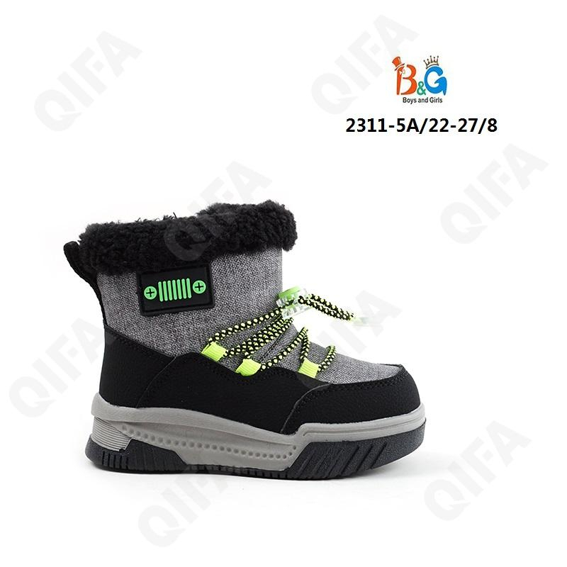 RC51_W2311-5A Чёр 22-1,23-1,24-2,25-2,26-1,27-1 Boys and Girls Ботинки Повсед Веллингтон Иск.мат, Нат.шерсть, ТПР (TPR-Термопластичная резина) Зима Му