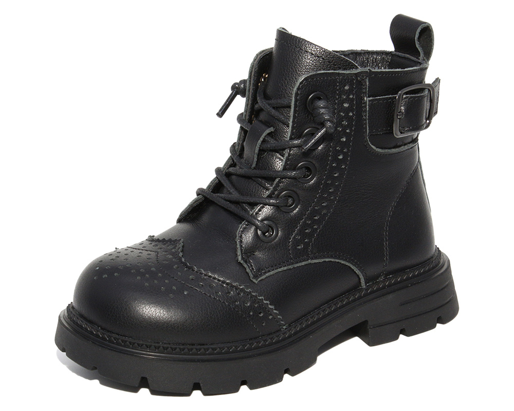 G22709 Чёр 33-1,34-1,35-1,36-1,37-1,38-1 Капитошка Ботинки Повсед Дерби Нат.кожа, Нат.мех, Резина Зима жен