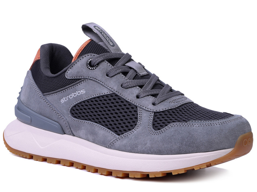 F7705-1 Сер 36-1,37-1,38-2,39-2,40-1,41-1 Strobbs П/ботинки Актив.отдых Кроссовки Нат.кожа, Текстиль, ЭВА,Резина,ТПУ вставка В/О Муж