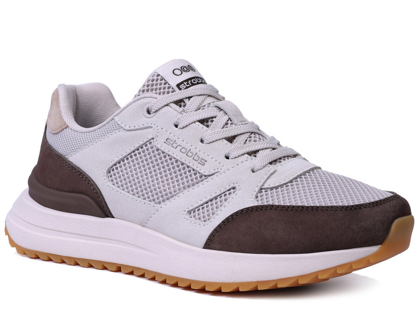 F7700-12 Беж 36-1,37-1,38-2,39-2,40-1,41-1 Strobbs П/ботинки Актив.отдых Кроссовки Нат.кожа, Текстиль, ЭВА,Резина,ТПУ вставка В/О Муж