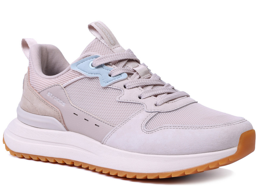 F7721-9 Пудровый 36-1,37-1,38-2,39-2,40-1,41-1 Strobbs П/ботинки Актив.отдых Кроссовки Нат.кожа, Текстиль, ЭВА,Резина,ТПУ вставка В/О жен