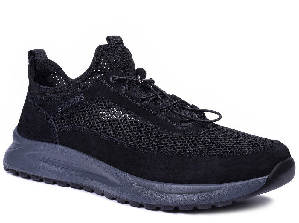 G3917-3 Чёр 46-3,47-3,48-2 Strobbs П/ботинки Актив.отдых Кроссовки Нат.кожа, Без подклада, ЭВА Лето Муж