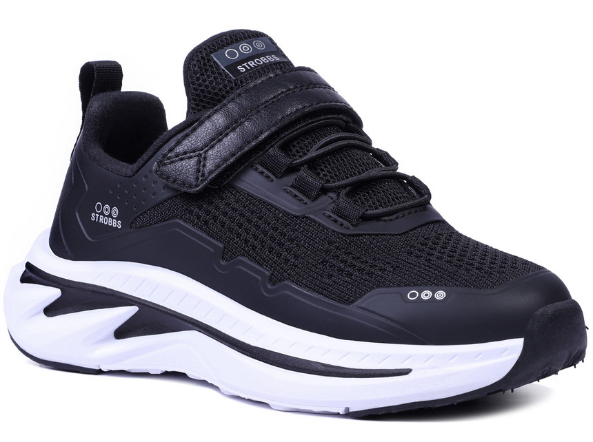 N1801-3 Чёр 31-1,32-1,33-2,34-2,35-2 Strobbs П/ботинки Актив.отдых Кроссовки Иск.мат, Текстиль, ЭВА,ТПР В/О Муж
