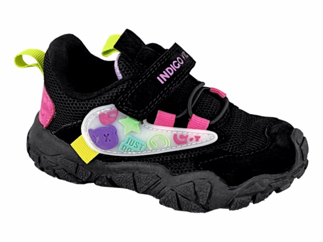 90-651B Чёрный / фуксия 25-2,26-2,27-2,28-2,29-2,30-2 Indigo kids П/ботинки Актив.отдых Кроссовки Иск.мат, Текстиль, ТЭП В/О жен