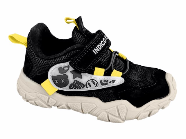 90-651C Чёрный / жёлтый 25-2,26-2,27-2,28-2,29-2,30-2 Indigo kids П/ботинки Актив.отдых Кроссовки Иск.мат, Текстиль, ТЭП В/О Муж