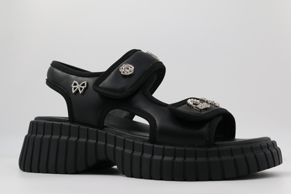 34580п-1 Чёр 35-1,36-1,37-1,38-1,39-1 Kapika Туфли Повсед Сандалии Иск.мат, Кожподклад, ПУ (полиуретан) Лето жен