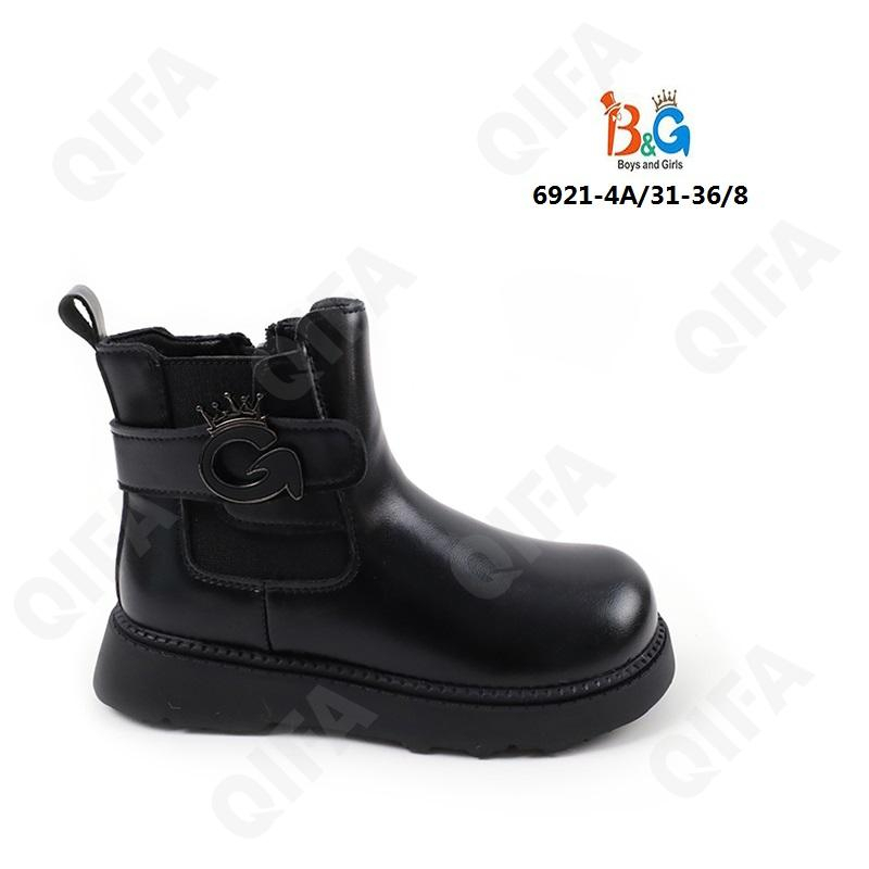 RC51_6921-4A Чёр 31-1,32-1,33-2,34-2,35-1,36-1 Boys and Girls Ботинки Повсед Челси Иск.мат, Байка/Флис, ТПР (TPR-Термопластичная резина) В/О жен