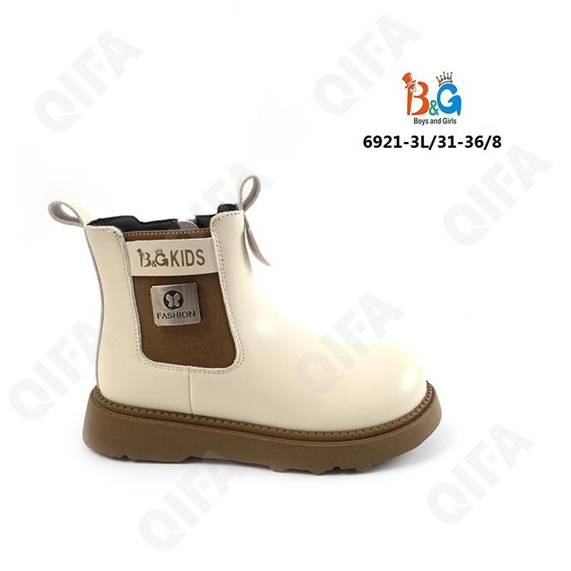 RC51_6921-3L Беж 31-1,32-1,33-2,34-2,35-1,36-1 Boys and Girls Ботинки Повсед Челси Иск.мат, Байка/Флис, ТПР (TPR-Термопластичная резина) В/О жен
