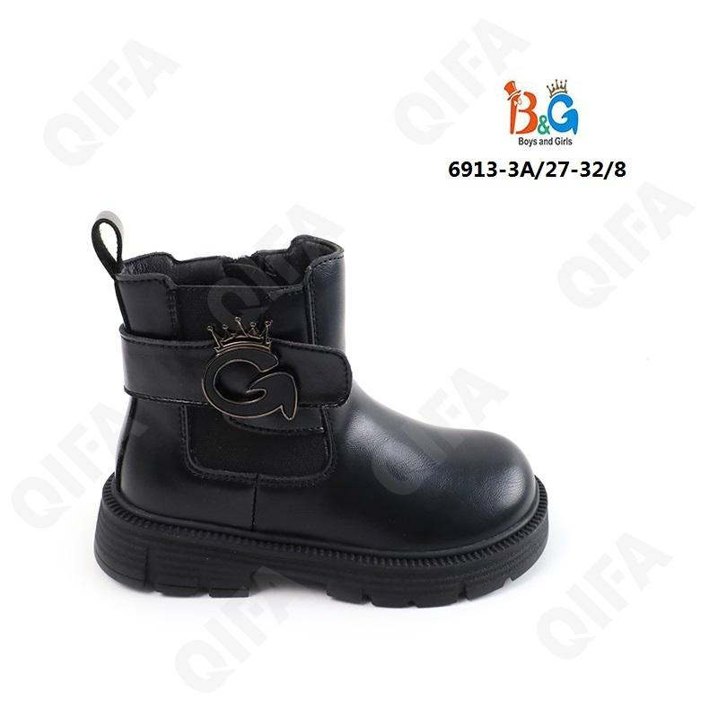 RC51_6913-3A Чёр 27-1,28-1,29-2,30-2,31-1,32-1 Boys and Girls Ботинки Повсед Челси Иск.мат, Байка/Флис, ТПР (TPR-Термопластичная резина) В/О жен