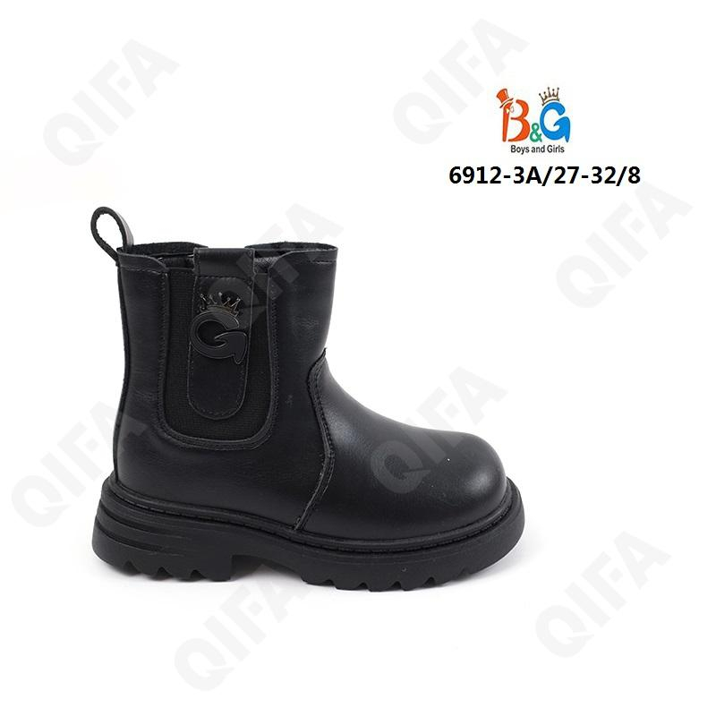 RC51_6912-3A Чёр 27-1,28-1,29-2,30-2,31-1,32-1 Boys and Girls Ботинки Повсед Челси Иск.мат, Байка/Флис, ТПР (TPR-Термопластичная резина) В/О жен
