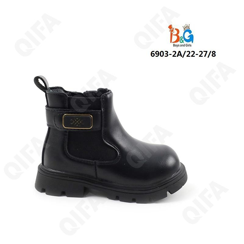 RC51_6903-2A Чёр 22-1,23-1,24-2,25-2,26-1,27-1 Boys and Girls Ботинки Повсед Челси Иск.мат, Байка/Флис, ТПР (TPR-Термопластичная резина) В/О жен