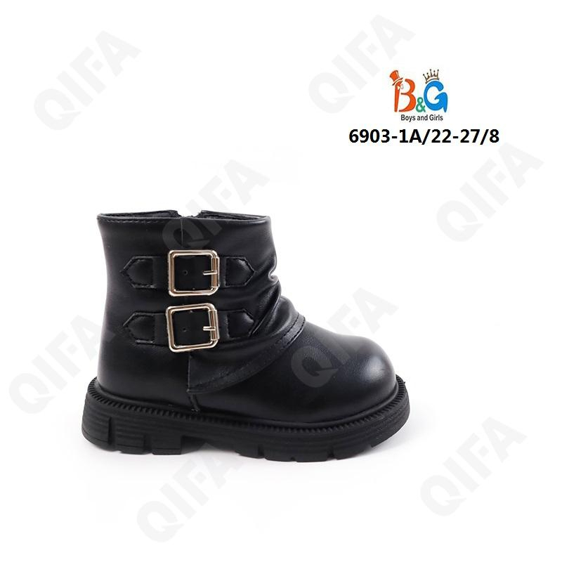 RC51_6903-1A Чёр 22-1,23-1,24-2,25-2,26-1,27-1 Boys and Girls Ботинки Повсед Веллингтон Иск.мат, Байка/Флис, ТПР (TPR-Термопластичная резина) В/О жен