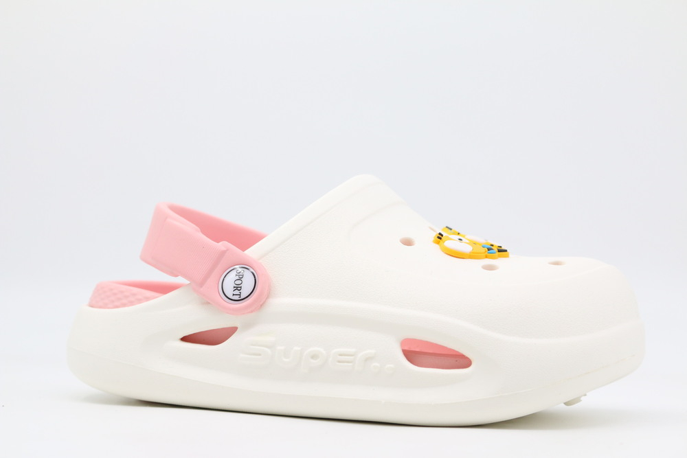 82257-1 белый-розовый 28-1,29-1,30-1,31-1,32-1,33-1,34-1,35-1 Kapika Туфли Пляж Кроксы ЭВА, Без подклада, ЭВА Лето жен