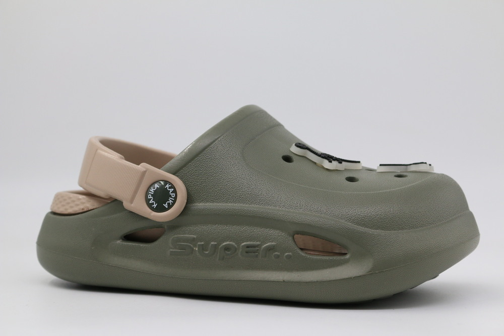 82257-6 Олив 28-1,29-1,30-1,31-1,32-1,33-1,34-1,35-1 Kapika Туфли Пляж Кроксы ЭВА, Без подклада, ЭВА Лето Муж