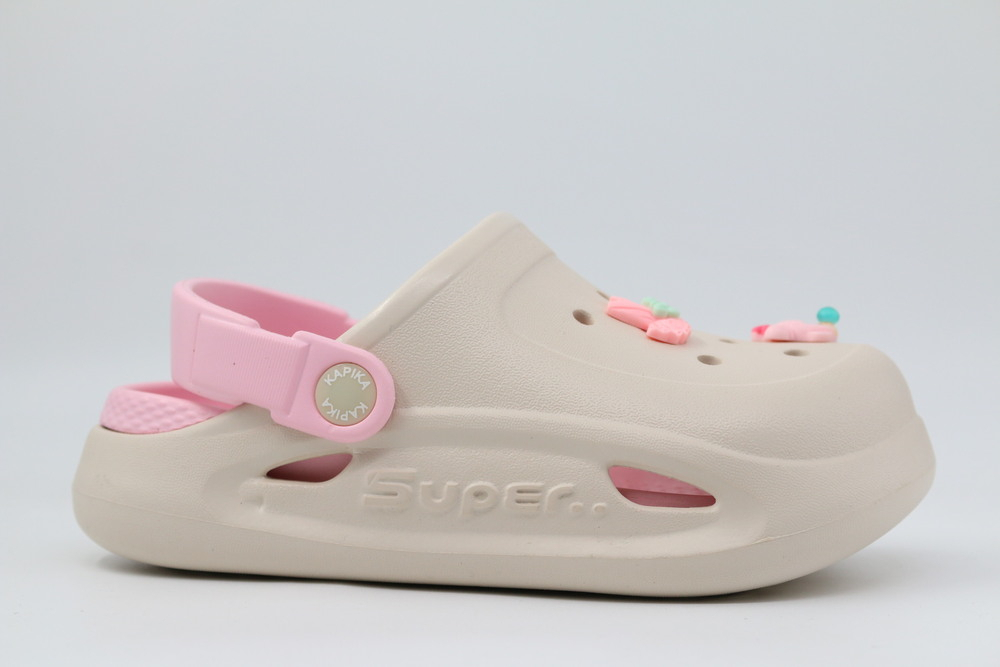 82257-5 бежевый-розовый 28-1,29-1,30-1,31-1,32-1,33-1,34-1,35-1 Kapika Туфли Пляж Кроксы ЭВА, Без подклада, ЭВА Лето жен