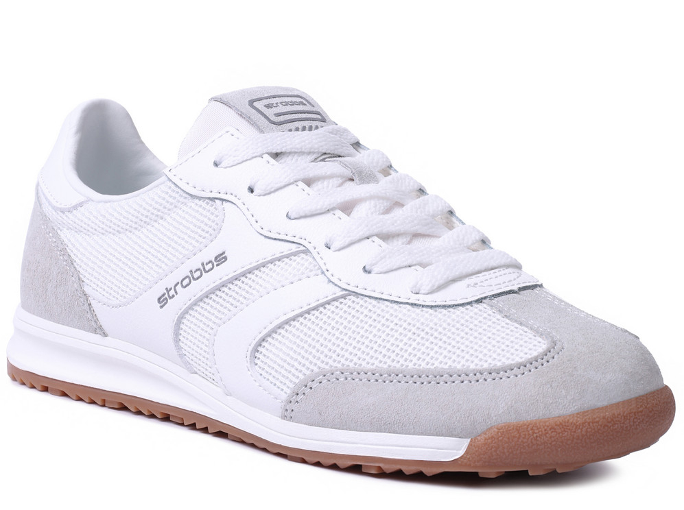 F7734-6 Бел 36-1,37-1,38-2,39-2,40-2 Strobbs П/ботинки Актив.отдых Кроссовки Нат.кожа, Текстиль, Резина В/О жен