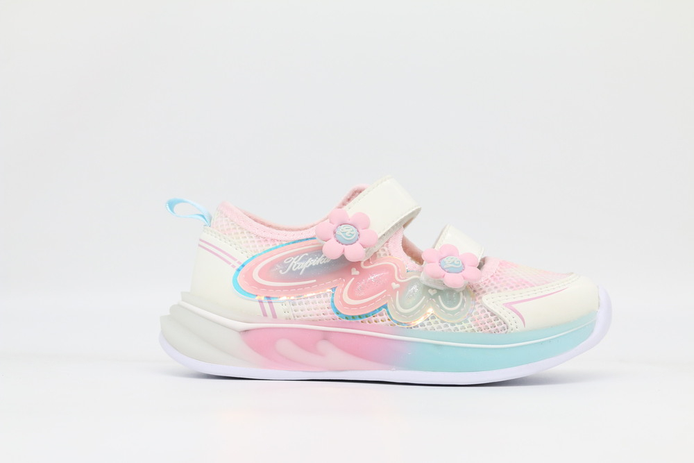 22979пн-2 белый-розовый 28-1,29-1,30-1,31-1,32-1 Kapika Туфли Актив.отдых Mary Jane Иск.мат, Текстиль, ЭВА/ПВХ Лето жен