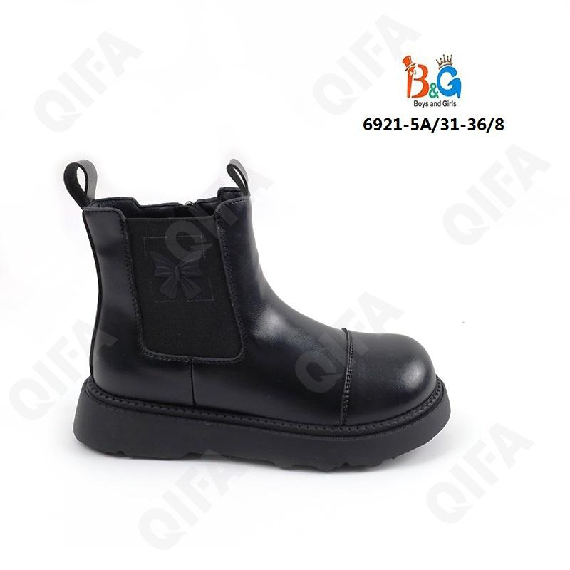 RC51_6921-5 Чёр 31-1,32-1,33-2,34-2,35-1,36-1 Boys and Girls Ботинки Повсед Челси Иск.мат, Байка/Флис, ТПР (TPR-Термопластичная резина) В/О жен