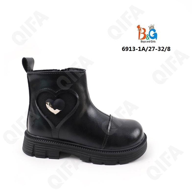 RC51_6913-1 Чёр 27-1,28-1,29-2,30-2,31-1,32-1 Boys and Girls Ботинки Повсед Веллингтон Иск.мат, Байка/Флис, ТПР (TPR-Термопластичная резина) В/О жен