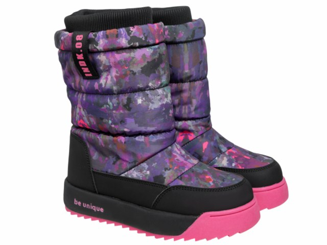 62-3088B Чёрный / фиолетовый 31-2,32-2,33-2,34-2,35-2,36-2 Indigo kids Сапоги Повсед Дутики Иск.мат, Нат.шерсть, ЭВА / ТЭП Зима жен