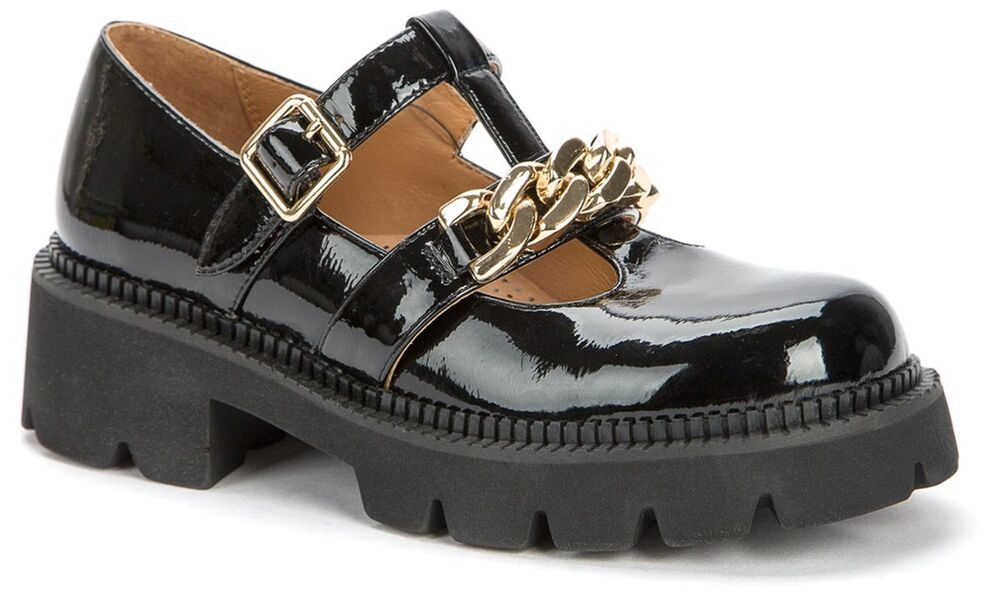 928301/03-01 Чёр 34-1,35-1,36-2,37-2,38-1,39-1 Betsy Туфли Школа T-STRAP Иск.мат, Кожподклад, ПУ Лето жен