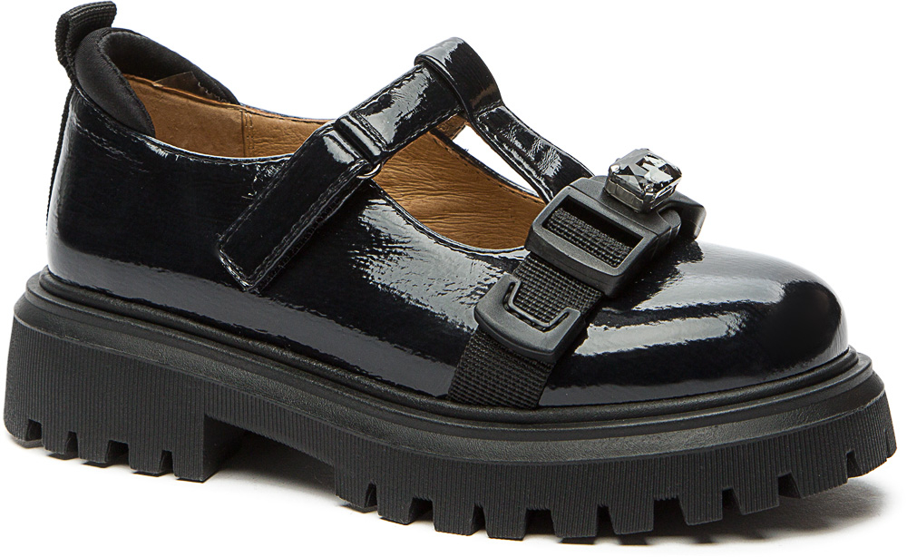 938410/04-02 Т.син 30-1,31-1,32-2,33-2,34-1,35-1 Betsy Туфли Школа T-STRAP Иск.мат, Текстиль, ТЭП Лето жен