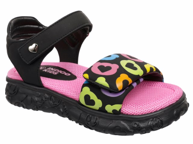 222-066B Чёрный / фуксия 27-2,28-2,29-2,30-2,31-2 Indigo kids Туфли Повсед Сандалии Иск.мат, Иск.кожа, ЭВА Лето жен