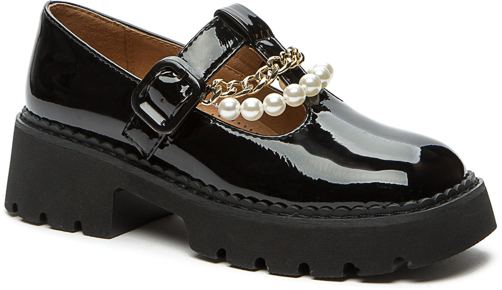 938303/02-02 Чёр 33-1,34-1,35-2,36-2,37-1,38-1 Betsy Туфли Школа T-STRAP Иск.мат, Кожподклад, ПУ Лето жен