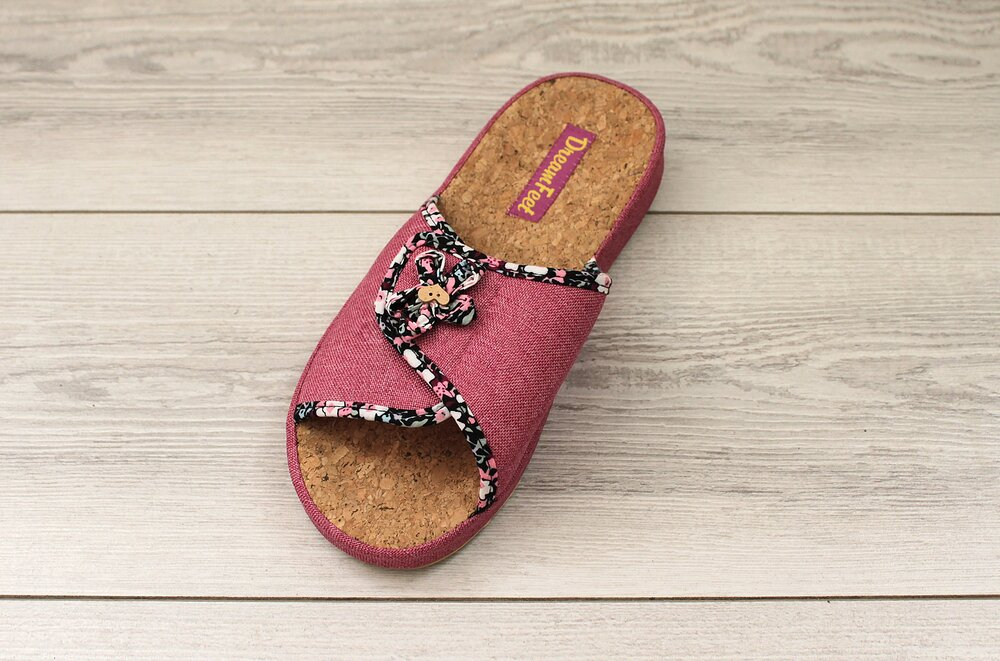 SDR-01W BURGUNDY 1 цвет в коробе/BURGUNDY 36-3,37-3,38-6,39-6,40-3,41-3 Dream Feet Туфли Дом Тапочки Текстиль, Текстиль, ТПР 100% Лето жен