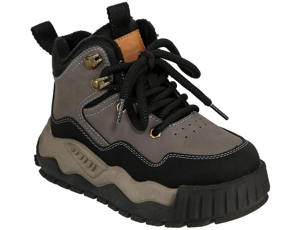 DQA_25-009_black-grey 28-1,29-1,30-1,31-1,32-1,33-1,34-1,35-1 Kedberry Ботинки Повсед Оксфорд Иск.мат, Нат.шерсть, ТЭП Зима Муж