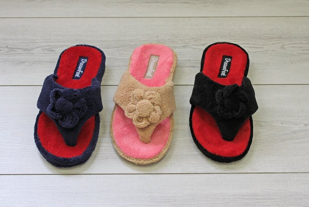 DFR-22-14W 3 цвета в коробе/темно-синий красный/черный-красны 36-3,37-3,38-6,39-6,40-3,41-3 Dream Feet Туфли Дом Тапочки Текстиль, Текстиль, ТПР Лето
