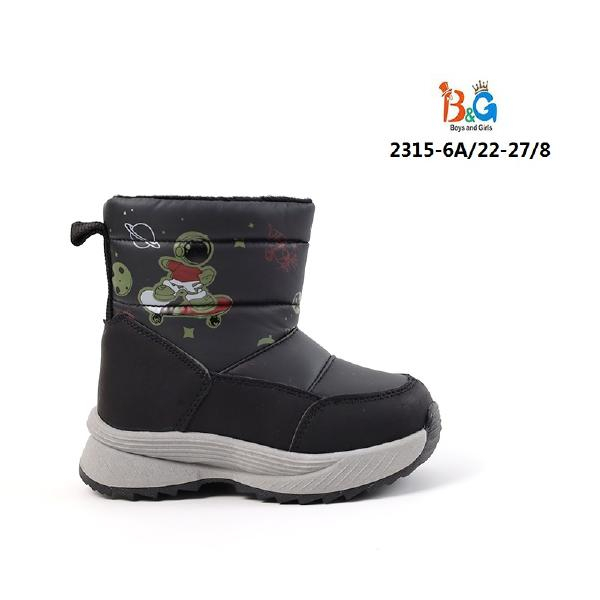 2315-6A Чёр 22-1,23-1,24-2,25-2,26-1,27-1 Boys and Girls П/сапоги Повсед Дутики Иск.мат, Нат.шерсть, TPR Зима Муж