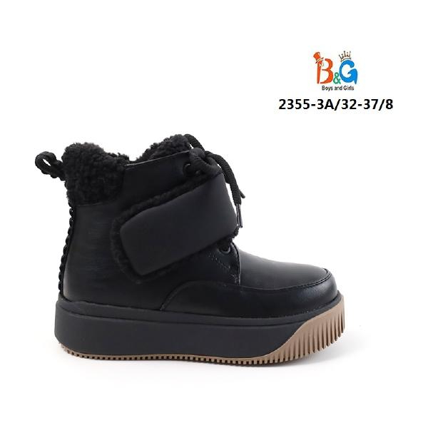 2355-3A Чёр 32-1,33-1,34-2,35-2,36-1,37-1 Boys and Girls Ботинки Повсед Дерби Иск.мат, Иск.шерсть, TPR Зима жен