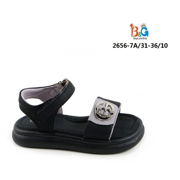 2656-7A Чёр 31-1,32-2,33-2,34-2,35-2,36-1 Boys and Girls Туфли Повсед Сандалии Иск.мат, Иск.кожа, PVC Лето жен