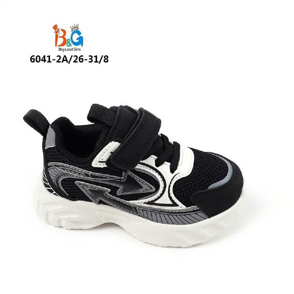 6041-2A Чёр 26-1,27-1,28-2,29-2,30-1,31-1 Boys and Girls П/ботинки Актив.отдых Кроссовки Иск.мат, Текстиль, EVA В/О Муж
